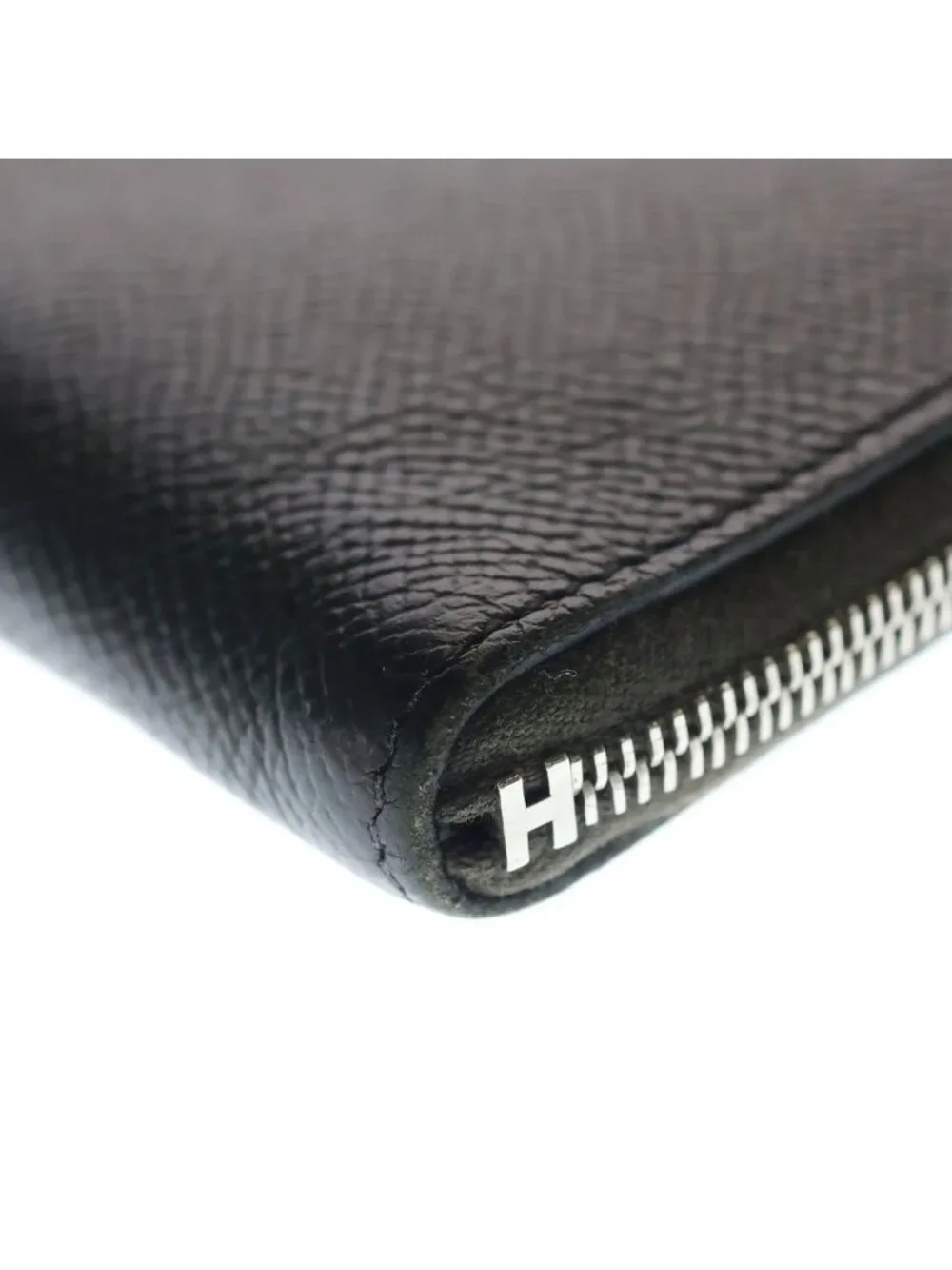 Hermes Remix Duo Silver Round Zip Wallet Black